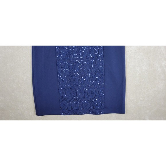 SL Fashions Women's Short Sleeve Dress Lace Embossed Sequin Blue Size 10 - Picture 6 of 16